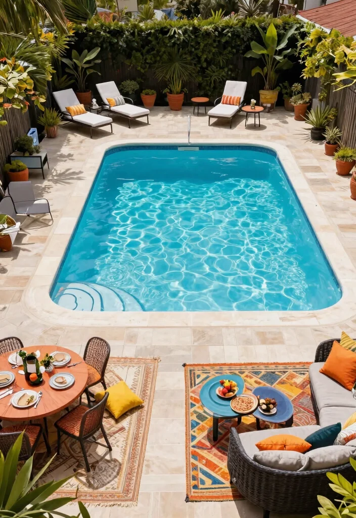 9 Sleek Above Ground Lap Pool Ideas for Narrow Backyards 5. Pool and Patio Combo 0