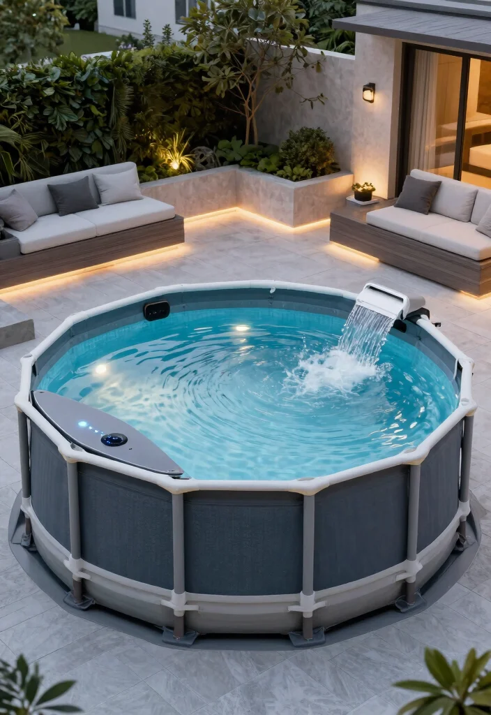 9 Sleek Above Ground Lap Pool Ideas for Narrow Backyards 8. Integrating Technology 0