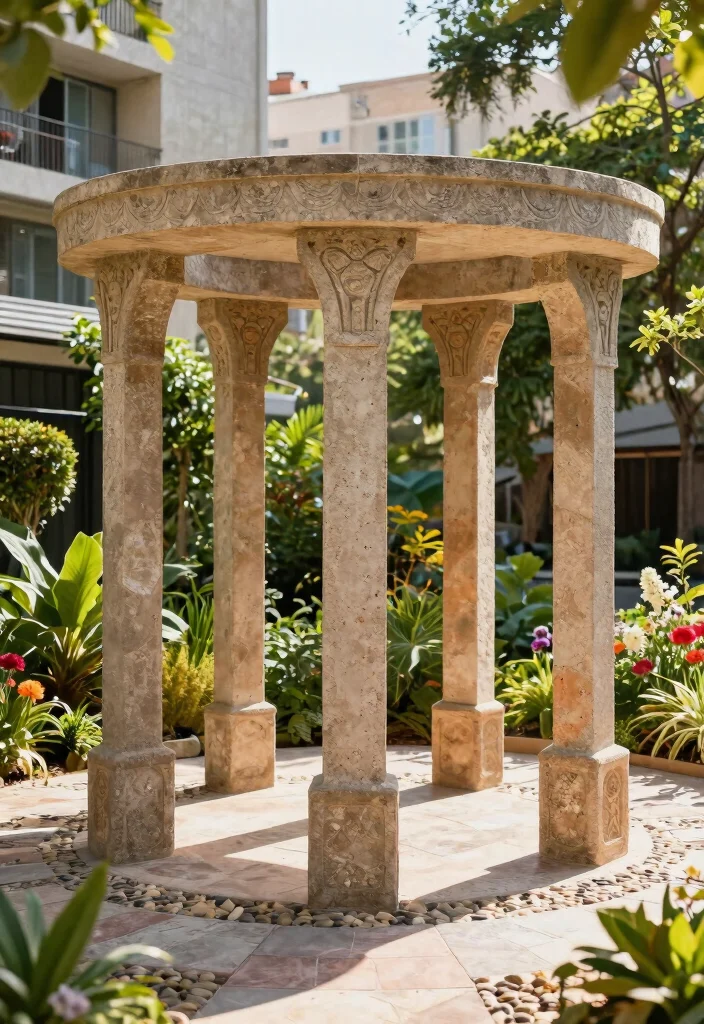 9 Sturdy Gazebo Post Ideas for Small Urban Gardens 4. Decorative Concrete Posts 0