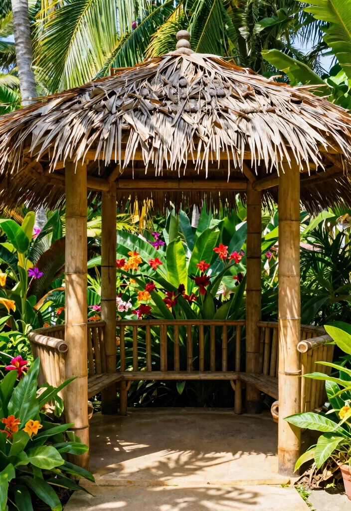 9 Sturdy Gazebo Post Ideas for Small Urban Gardens 7. Bamboo for a Tropical Vibe 0