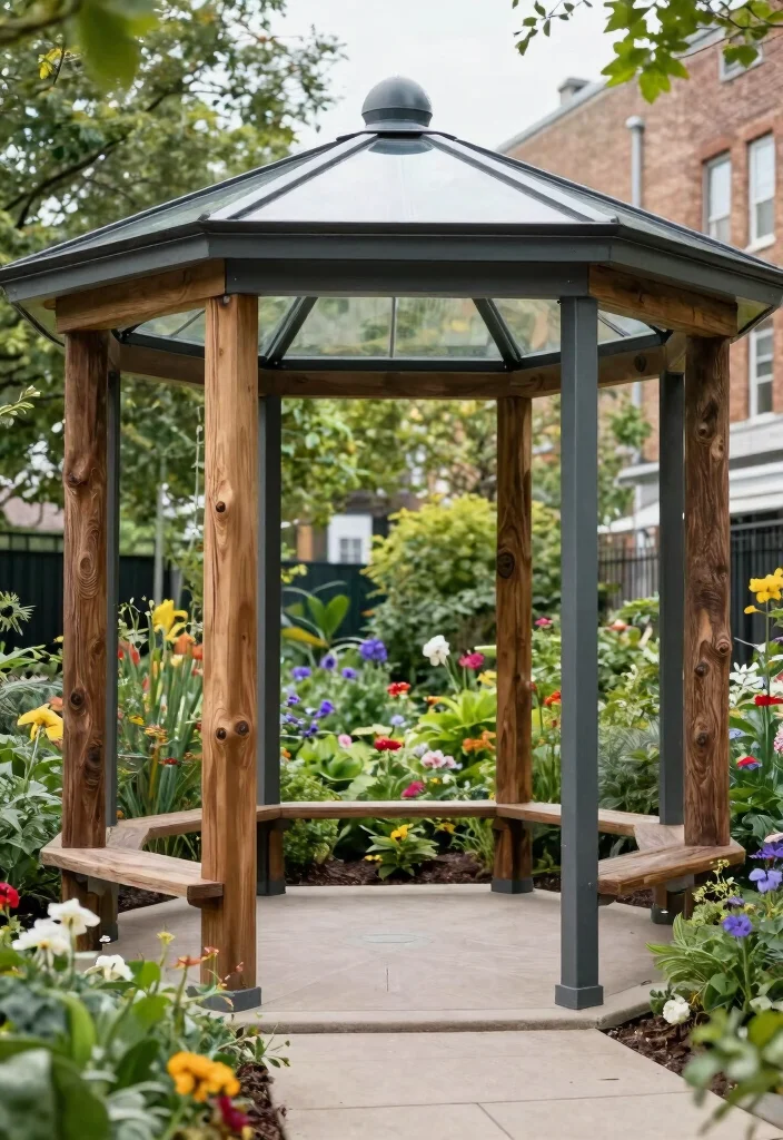 9 Sturdy Gazebo Post Ideas for Small Urban Gardens 9. Creative Mixed Material Designs 0