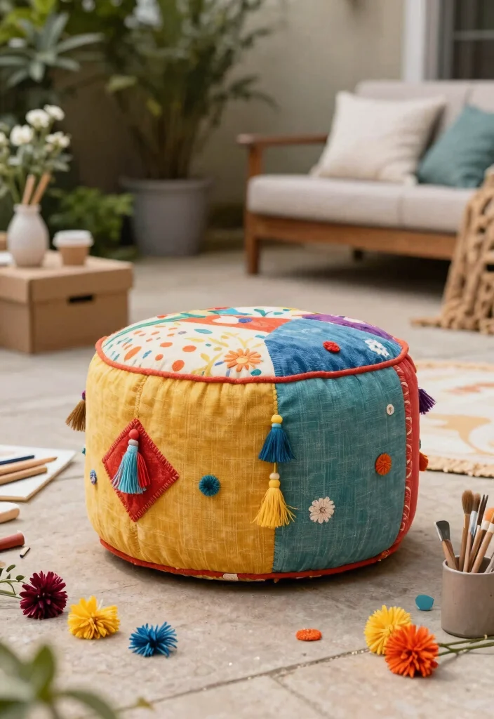 9 Stylish Patio Ottoman Decor Inspiration for Lounging 9. Personalize with DIY Touches 0