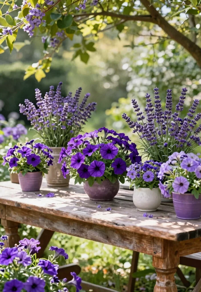 9 Vibrant Purple Patio Decor Ideas for a Boho Garden Vibe 2 9 Vibrant Purple Patio Decor Ideas for a Boho Garden Vibe 2. Lush Purple Flower Arrangements 0