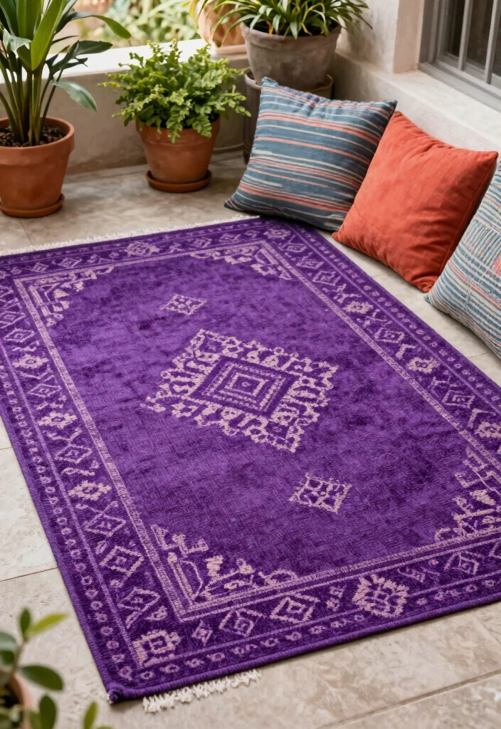 9 Vibrant Purple Patio Decor Ideas for a Boho Garden Vibe 4 9 Vibrant Purple Patio Decor Ideas for a Boho Garden Vibe 4. Vibrant Purple Outdoor Rugs 0