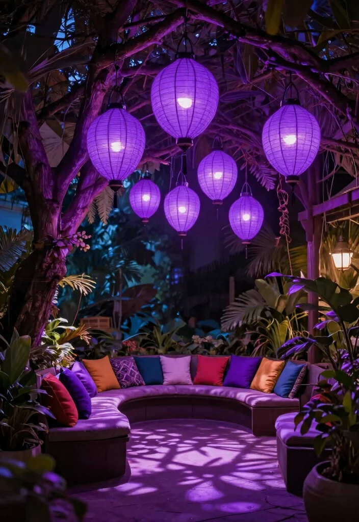 9 Vibrant Purple Patio Decor Ideas for a Boho Garden Vibe 6 9 Vibrant Purple Patio Decor Ideas for a Boho Garden Vibe 6. Bohemian Hanging Lanterns 0