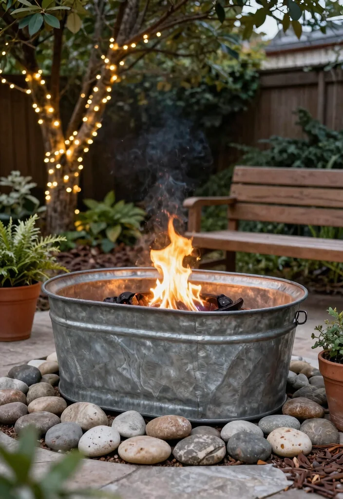9 Vintage Galvanized Fire Pit Ideas Cheap DIY 1. Upcycled Galvanized Tub Fire Pit 0