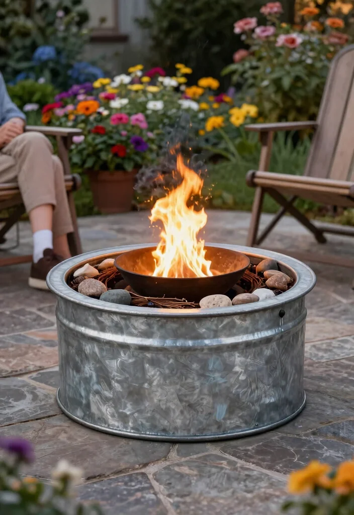 9 Vintage Galvanized Fire Pit Ideas Cheap DIY 2. Galvanized Planter Fire Pit 0