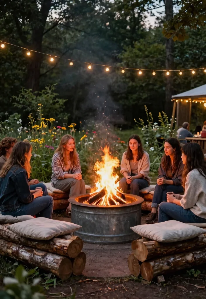 9 Vintage Galvanized Fire Pit Ideas Cheap DIY 4. Galvanized Fire Ring Seating Area 0